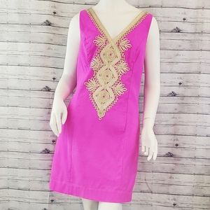 Lilly Pulitzer Junie Shift Dress Pink Gold Size 8